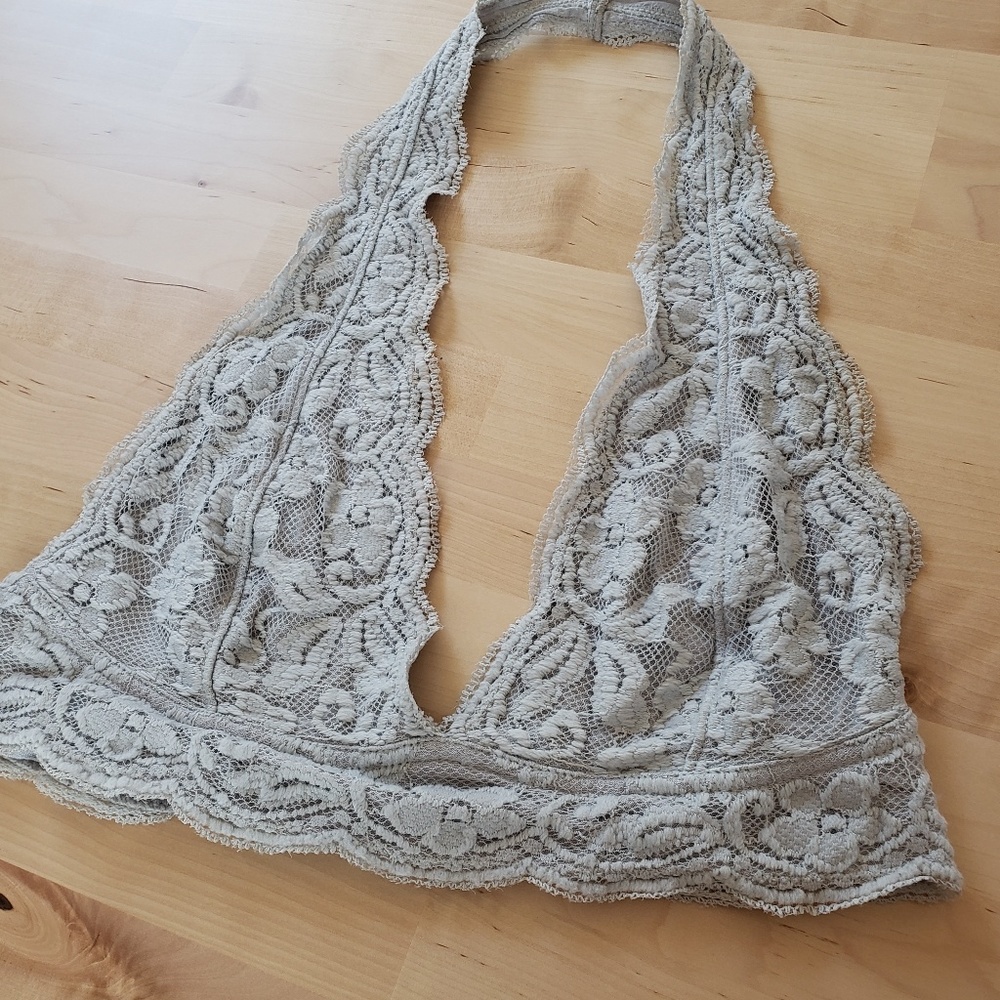 Free People Gray Halter Bralette